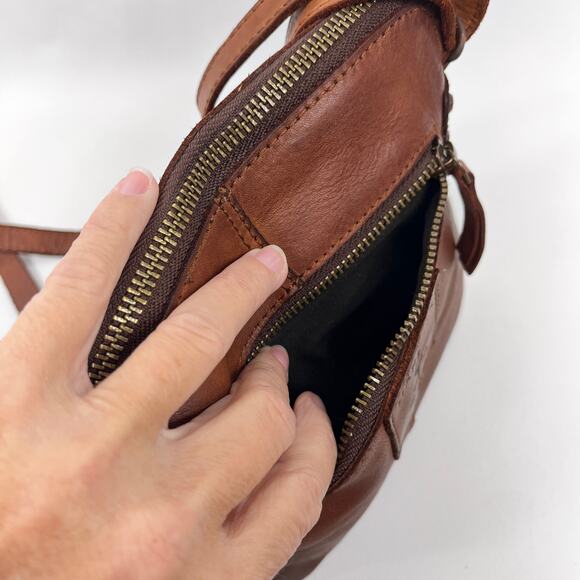 Harbour 2nd Taliza Crossbody Leather Bag Cognac Brown Rustic Washed Cowhide Boho - Picture 10 of 12